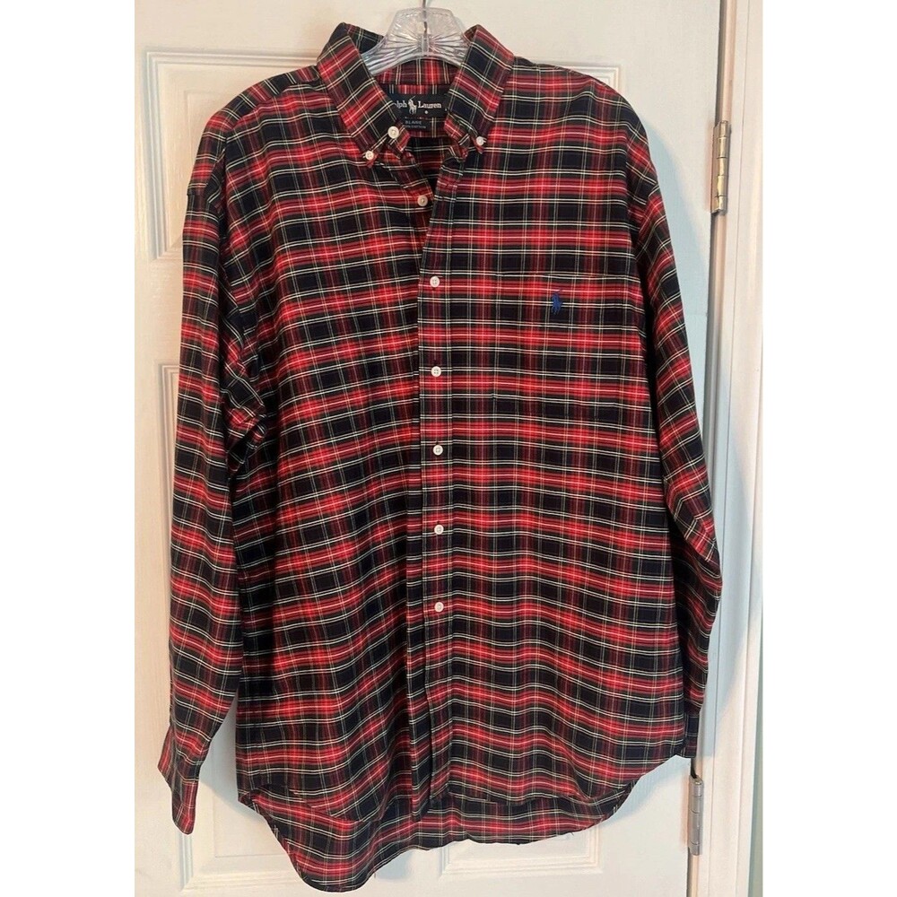 Ralph Lauren Tartan Men’s Size L Plaid Shirt Long Sleeve Button Down 100% Cotton